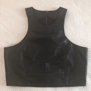 Faux leather crop top